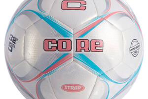 Мяч футбольный planeta-sport №5 PU HIBRED CORE STRAP CR-015 Белый-розовый-голубой