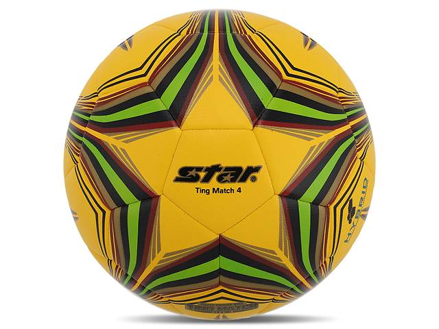 Мяч футбольный STAR TING MATCH 4 HYBRID SB3154C-05 №4 PU Желтый-салатовый