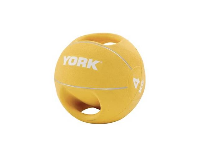 Мяч медбол 4 кг York Fitness с двумя ручками желтый