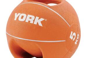Мяч медбол 5 кг York Fitness с двумя ручками оранжевый