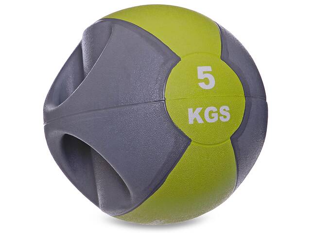 Мяч медицинский Zelart FI-2619-5 5кг Серый-Зеленый