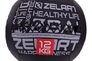 Мяч набивной для кроссфита волбол Wall Ball FI-2637 Zelart 12 кг Черный 56363199