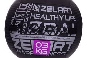 Мяч набивной для кроссфита волбол Wall Ball FI-2637 Zelart 3 кг Черный 56363199