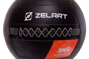 Мяч волбол для кроссфита и фитнеса Zelart WALL BALL TA-7822-3 вес-3кг черный