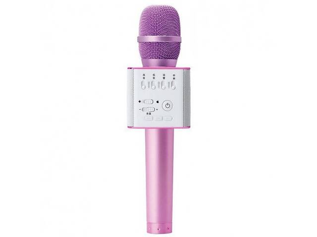 Микрофон для караоке Q9 с колонкой (Розовый)