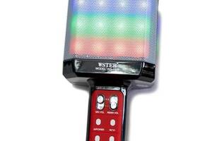 Микрофон караоке WSTER WS-1828 c LED подсветкой 4 голоса/USB/Bluetooth Черный