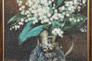 Набір Алмазна мозаїка вишивка Букет конвалії на підрамнику повна 5d 30х40