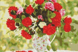 Набір Алмазна мозаїка вишивка 'Букет троянд' квіти букет на підрамнику повна викладка 5d 40х50 см