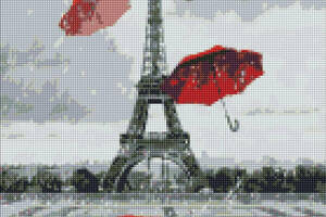 Набір Алмазна мозаїка вишивка Ейфелева вежа місто Париж парасолька на підрамнику повна викладка 5d 40х50 см