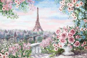 Набір Алмазна мозаїка вишивка Ейфелева вежа та парк париж місто небо на підрамнику повна 40х50 см
