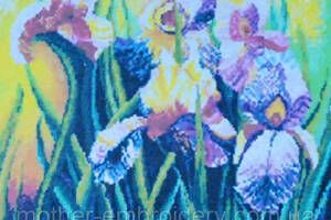 Набір Алмазна мозаїка вишивка Іриси півники Розквіт ірисів цвітіння та розмноження повна викладка 5d 53х40 см