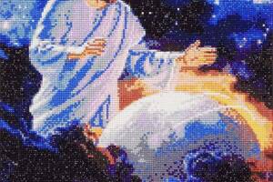 Набір Алмазна мозаїка вишивка Ісус охороняє Світ на підрамнику повна 5d 40х50