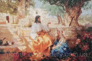 Набір Алмазна мозаїка вишивка Ісус та Марія Магдалина Новий Заповіт Марфа на підрамнику 5d 40х50 см