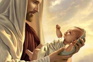 Набір Алмазна мозаїка вишивка Ісус з немовлям на підрамнику повна 5d 40х50