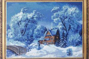 Набір Алмазна мозаїка вишивка Казкова зима Зимовий пейзаж сніг Завірюха на підрамнику повна 5d 65х50