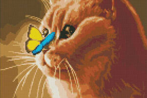 Набір Алмазна мозаїка вишивка 'Кіт і метелик' кошеня пухнасте на підрамнику повна викладка 5d 40х50 см
