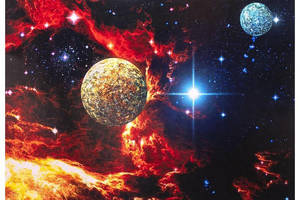 Набір Алмазна мозаїка вишивка Космічний простір галактика планети на підрамнику повна 5d 30х40 см