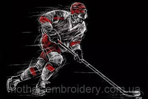 Набір Алмазна мозаїка вишивка Легенда хокею Хокейст НХЛ КХЛ матч на підрамнику повна 5d 30х40