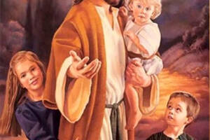 Набір Алмазна мозаїка вишивка Образ Ісус та діти на підрамнику 5d 30х40 см