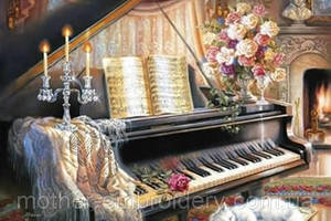 Набір Алмазна мозаїка вишивка 'Рояль' піаніно фортепіано на підрамнику повна 5d 30х40