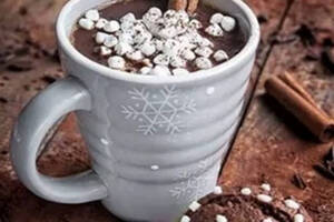 Набір Алмазна мозаїка вишивка Сніданок кави кориця кекс Маршмеллоу шоколад на підрамнику повна 5d 30х40