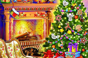Набір Алмазна мозаїка вишивка Святковий вечір новий рік Новорічний настрій на підрамнику повна 30х40