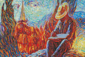 Набір Алмазна мозаїка вишивка Українська зіркова ніч Олег Шупляк на підрамнику повна викладка 5d 40х50 см