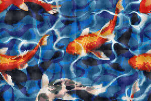 Набір Алмазна мозаїка вишивка Японські коропи на підрамнику повна викладка 5d 40х40 см