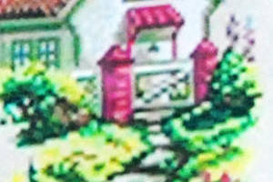 Набір Алмазна мозаїка вишивка 'Затишна Дача' місток квіти будиночки Стежка додому повна викладка 5d 31.5х17 см
