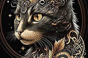 Набір алмазної мозаїки вишивки 'Чорний кіт', кішка, райдужний чорний повна викладка 5d набори 30х40 см