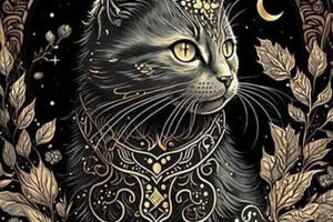 Набір алмазної мозаїки вишивки 'Чорний кіт', кішка, райдужний чорний повна викладка 5d набори 30х40 см