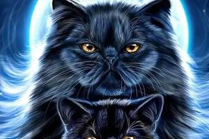 Набір алмазної мозаїки вишивки Милі Котики чорне кошеня кішка ніч зірка повна 5d набори 30х40 см