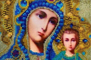 Набір алмазної вишивки Ікона Богородиця Казанська повна викладка, ,мозаїка 5d, 30х40 см