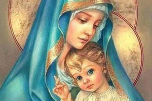 Набір алмазної вишивки 'Ікона Діва Марія з немовлям' повна викладка ,мозаїка 5d, 40х30 см