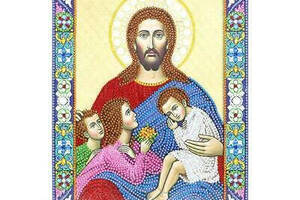 Набір алмазної вишивки ікона 'Ісус і діти' , часткова викладка, ,мозаїка 5d, 30х40 см