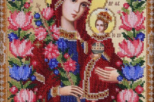Набір для вишивання бісером Ікона Божої Матері Нев'яне Колір Богородиця релігія заготівля 21x30 см