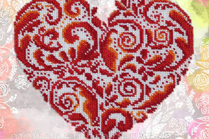 Набір для вишивання бісером 'Мережеве серце' Кохання назавжди романтика часткова викладка Чехія 21х19 см