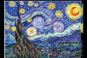 Набір для вишивання бісером на натуральному полотні Ван Гог 'Зоряна ніч' абстрактна часткова вишивка 30x40 см