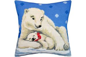 Набір для вишивання декоративної подушки Чарівниця Білі ведмеді 40×40 см V-06