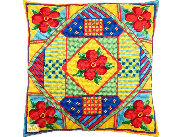Набір для вишивання декоративної подушки Чарівниця Квіти 40×40 см V-225