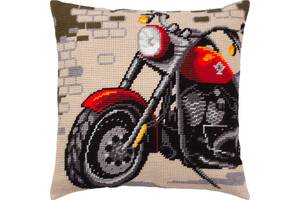 Набір для вишивання декоративної подушки Чарівниця Мотоцикл 40×40 см V-304