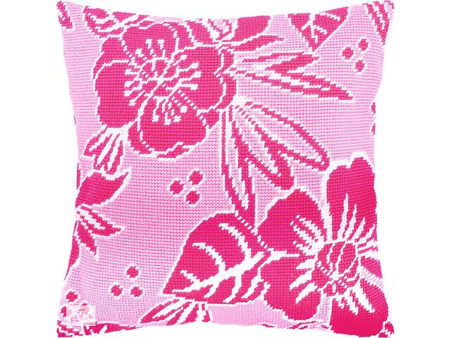 Набір для вишивання декоративної подушки Чарівниця Рожеві квіти 40×40 см V-220