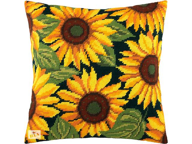 Набір для вишивання декоративної подушки Чарівниця Соняшники 40×40 см V-27