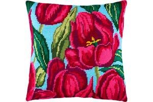 Набір для вишивання декоративної подушки Чарівниця Тюльпани 40×40 см V-12