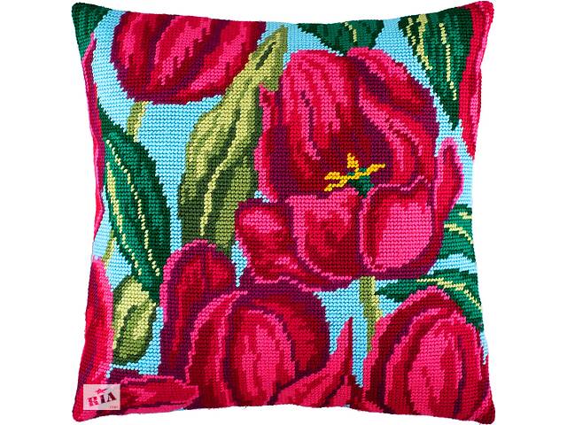 Набір для вишивання декоративної подушки Чарівниця Тюльпани 40×40 см V-12