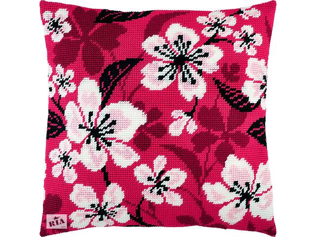Набір для вишивання декоративної подушки Чарівниця Вишневий цвіт 40×40 см V-246
