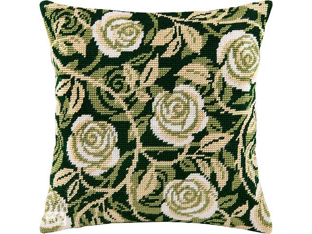 Набір для вишивання декоративної подушки Чарівниця Завитки троянд 40×40 см V-89