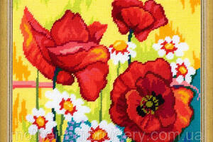 Набір для вишивання хрестиком Пейзаж «Натюрморт з квітами» Страмін із пряжею Madeira Zweigart муліне 36х47 см