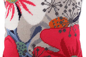 Набір для вишивання подушки хрестом Квітковий настрій Страмін із пряжею Zweigart напівхрест 40х40 см