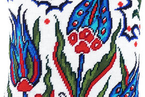 Набір для вишивання подушки хрестом Турецькі тюльпани Страмін із пряжею Zweigart напівхрест 40х40 см